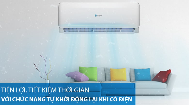 Máy lạnh 2 chiều Casper 1 HP EH-09TL22-Tiết kiệm thời gian thao tác với tính năng tự khởi động lại khi có điện