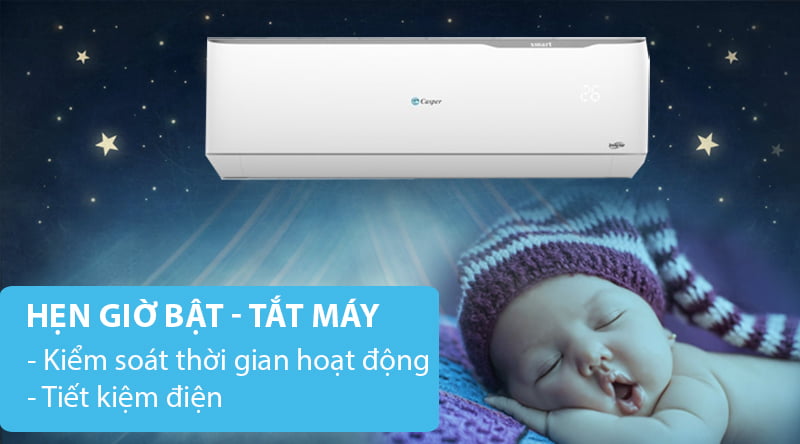 Máy lạnh 2 chiều Casper Inverter 1.5 HP GH-12TL32-Kiểm soát thời gian sử dụng, tiết kiệm điện với chức năng hẹn giờ bật tắt máy