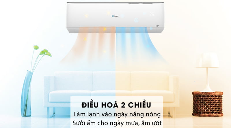 Máy lạnh 2 chiều Casper Inverter 1.5 HP GH-12TL32-Thuộc kiểu điều hòa 2 chiều, sưởi ấm và làm mát tiện lợi 