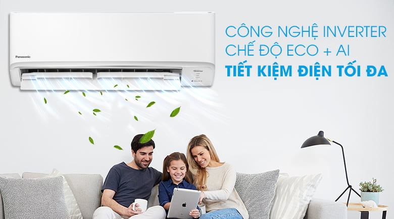 Máy lạnh 2 chiều Panasonic Inverter 1 HP CU/CS-YZ9WKH-8-Hoạt động êm, siêu tiết kiệm điện cùng công nghệ Inverter và chế độ Eco tích hợp A.I