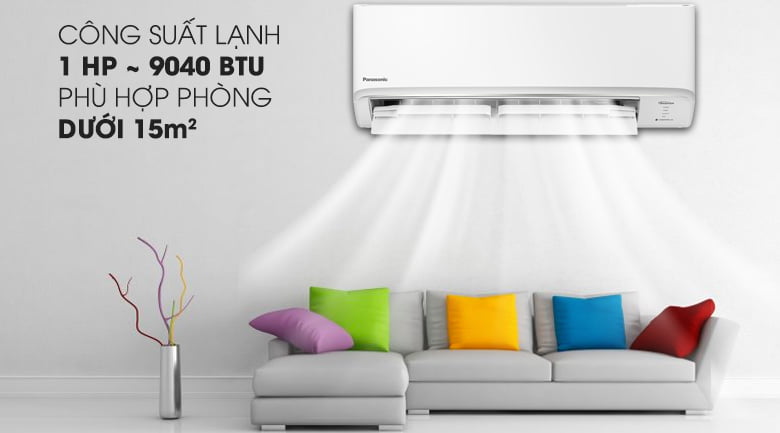 Máy lạnh 2 chiều Panasonic Inverter 1 HP CU/CS-YZ9WKH-8-Công suất 1 HP, phù hợp cho diện tích căn phòng dưới 15 mét vuông