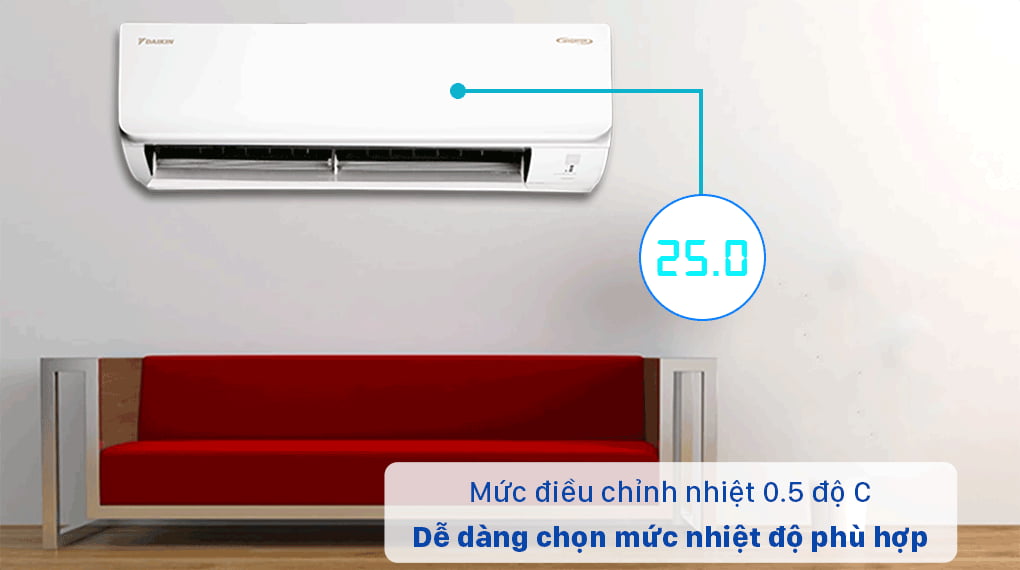 Máy lạnh Daikin FTKA25VMVMV - mức nhiệt